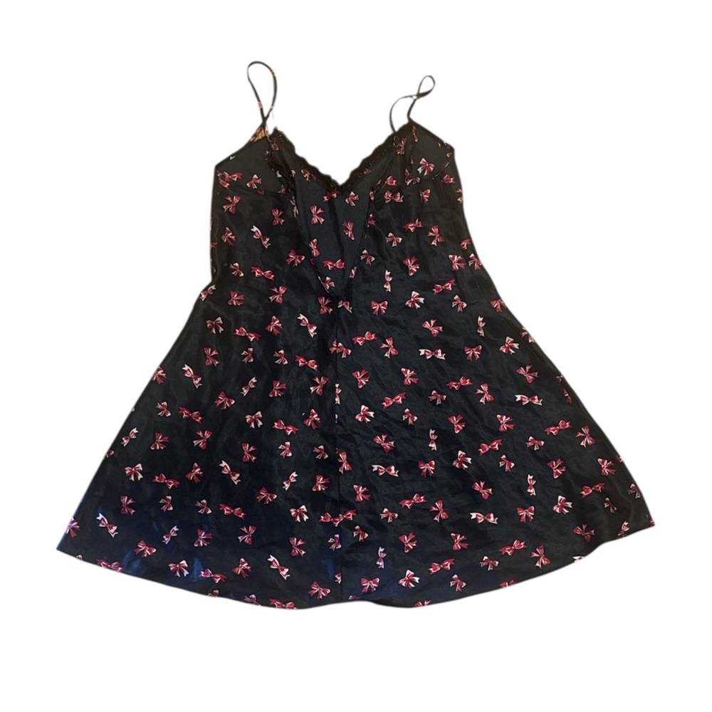 DELICATES Women’s Bow Print Short Satin Slip Dress Size M - Picture 2 of 5